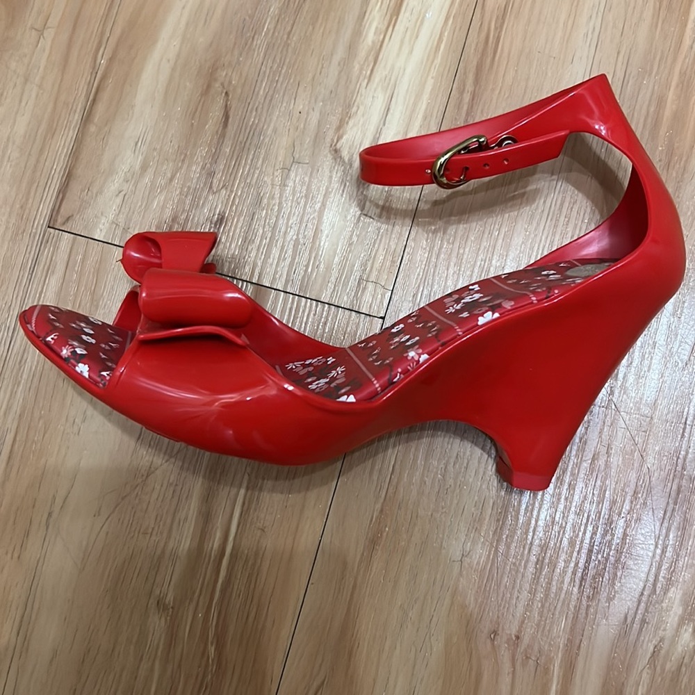 Melissa Red Floral Bow Ankle-Strap Sandals - Picture 2 of 16